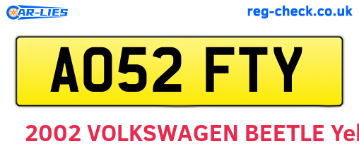 AO52FTY are the vehicle registration plates.