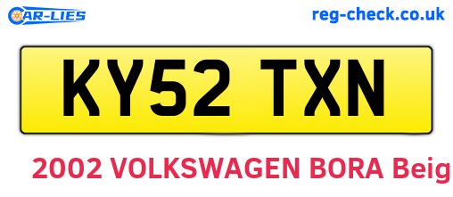 KY52TXN are the vehicle registration plates.
