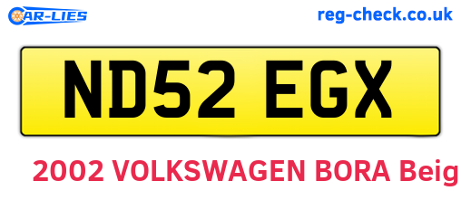 ND52EGX are the vehicle registration plates.