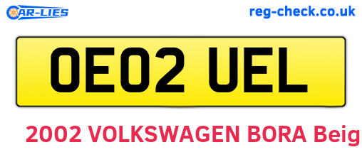 OE02UEL are the vehicle registration plates.