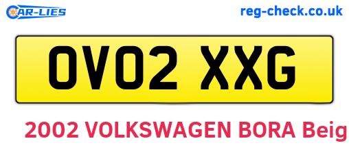 OV02XXG are the vehicle registration plates.