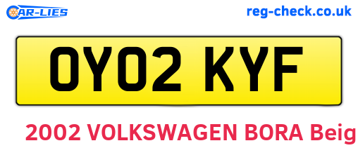 OY02KYF are the vehicle registration plates.