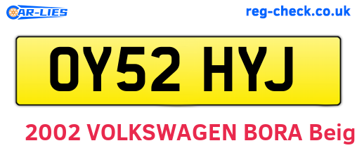 OY52HYJ are the vehicle registration plates.
