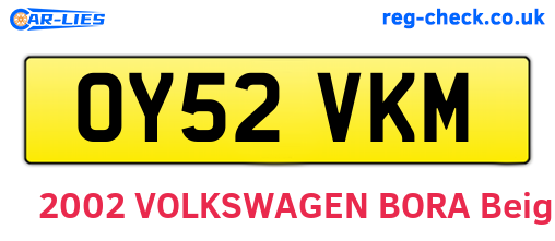 OY52VKM are the vehicle registration plates.