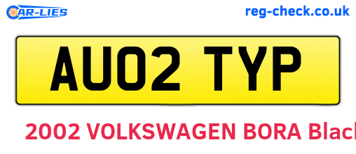 AU02TYP are the vehicle registration plates.