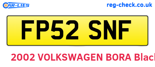 FP52SNF are the vehicle registration plates.