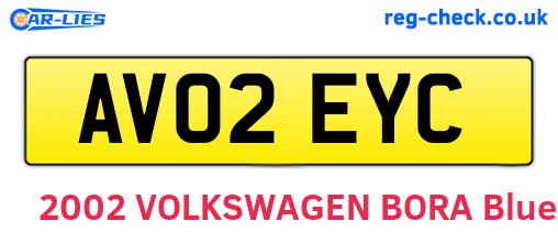 AV02EYC are the vehicle registration plates.