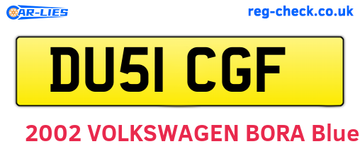 DU51CGF are the vehicle registration plates.