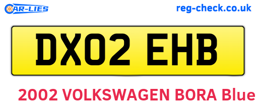 DX02EHB are the vehicle registration plates.