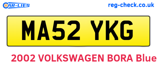 MA52YKG are the vehicle registration plates.