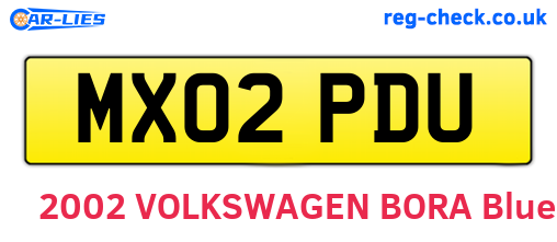 MX02PDU are the vehicle registration plates.