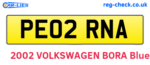 PE02RNA are the vehicle registration plates.
