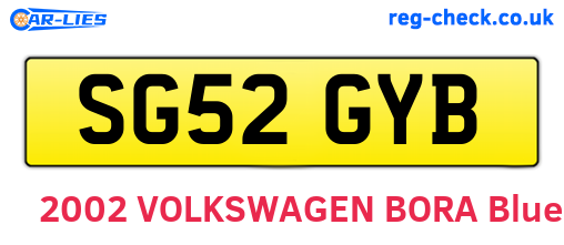 SG52GYB are the vehicle registration plates.