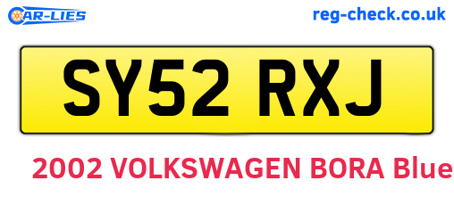 SY52RXJ are the vehicle registration plates.