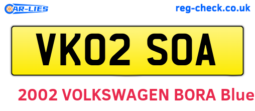 VK02SOA are the vehicle registration plates.