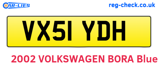 VX51YDH are the vehicle registration plates.