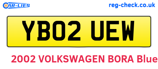 YB02UEW are the vehicle registration plates.