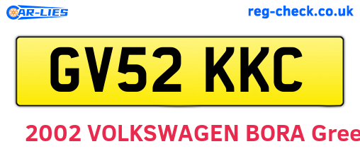 GV52KKC are the vehicle registration plates.