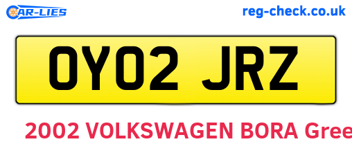 OY02JRZ are the vehicle registration plates.