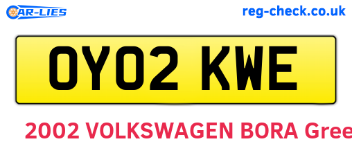 OY02KWE are the vehicle registration plates.