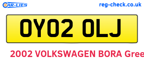 OY02OLJ are the vehicle registration plates.