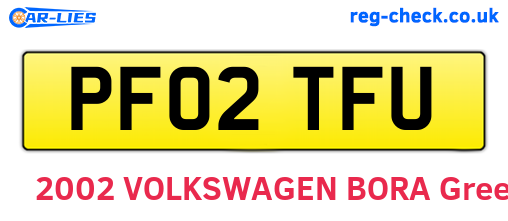 PF02TFU are the vehicle registration plates.