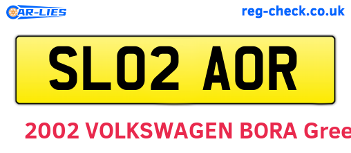 SL02AOR are the vehicle registration plates.