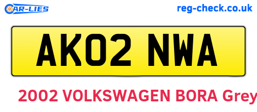AK02NWA are the vehicle registration plates.
