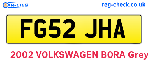 FG52JHA are the vehicle registration plates.