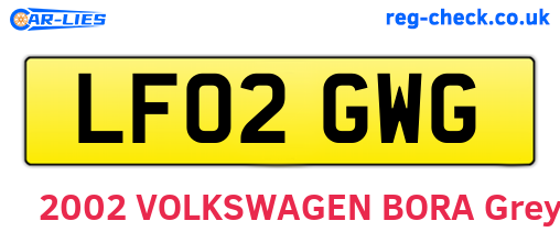 LF02GWG are the vehicle registration plates.
