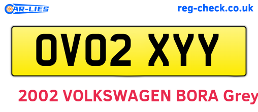 OV02XYY are the vehicle registration plates.