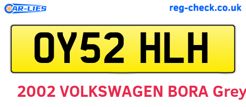 OY52HLH are the vehicle registration plates.