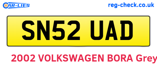 SN52UAD are the vehicle registration plates.