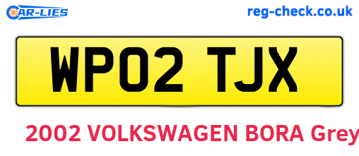 WP02TJX are the vehicle registration plates.