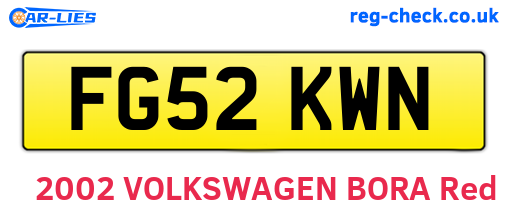 FG52KWN are the vehicle registration plates.