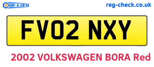 FV02NXY are the vehicle registration plates.