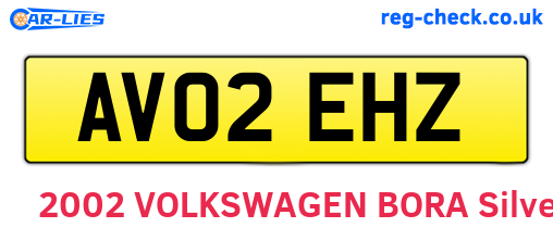 AV02EHZ are the vehicle registration plates.