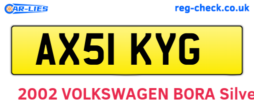 AX51KYG are the vehicle registration plates.
