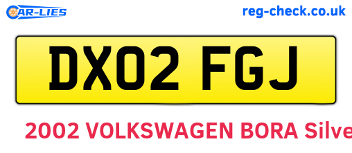 DX02FGJ are the vehicle registration plates.