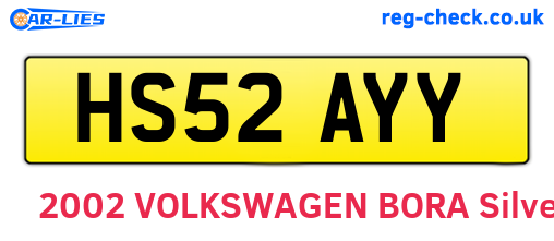HS52AYY are the vehicle registration plates.
