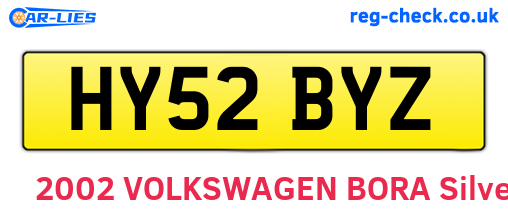 HY52BYZ are the vehicle registration plates.