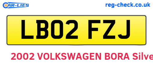 LB02FZJ are the vehicle registration plates.