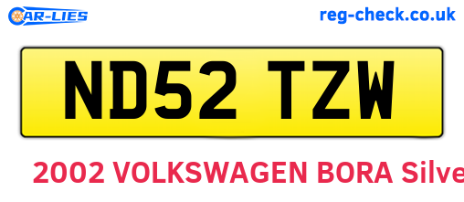 ND52TZW are the vehicle registration plates.
