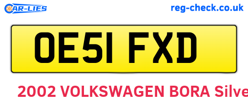 OE51FXD are the vehicle registration plates.