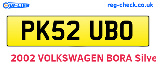PK52UBO are the vehicle registration plates.