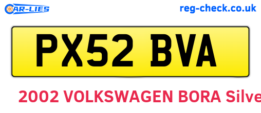 PX52BVA are the vehicle registration plates.
