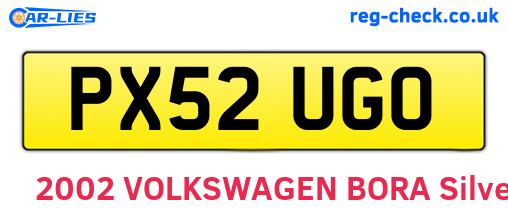 PX52UGO are the vehicle registration plates.