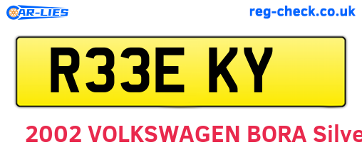 R33EKY are the vehicle registration plates.