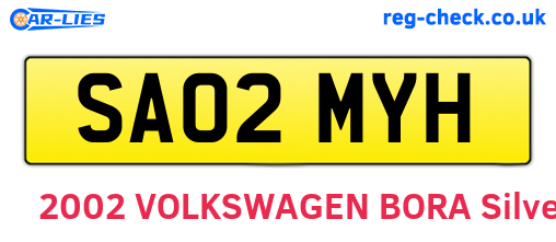 SA02MYH are the vehicle registration plates.