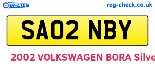 SA02NBY are the vehicle registration plates.